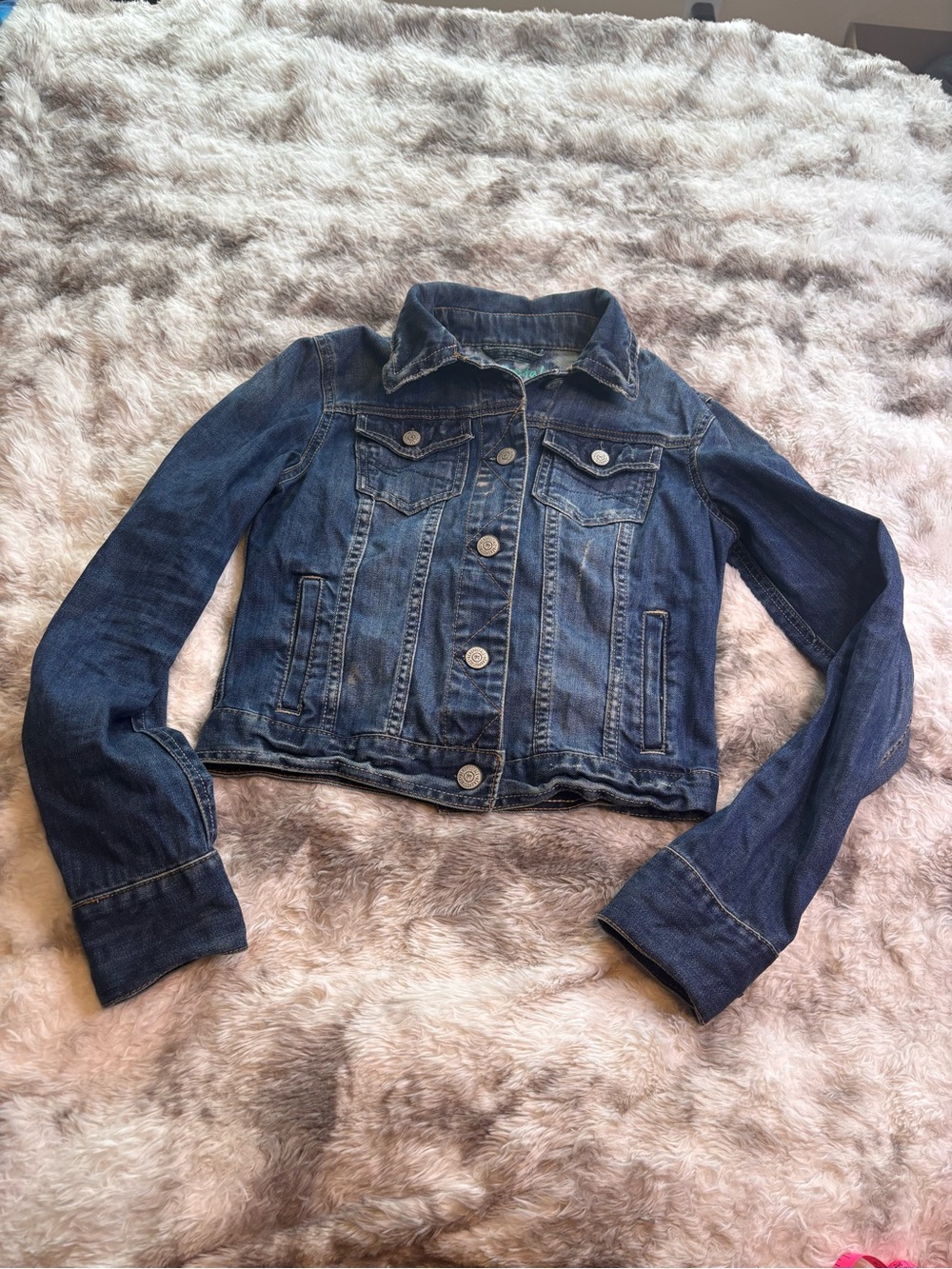 Aeropostale Dark Blue Cropped Denim Jacket